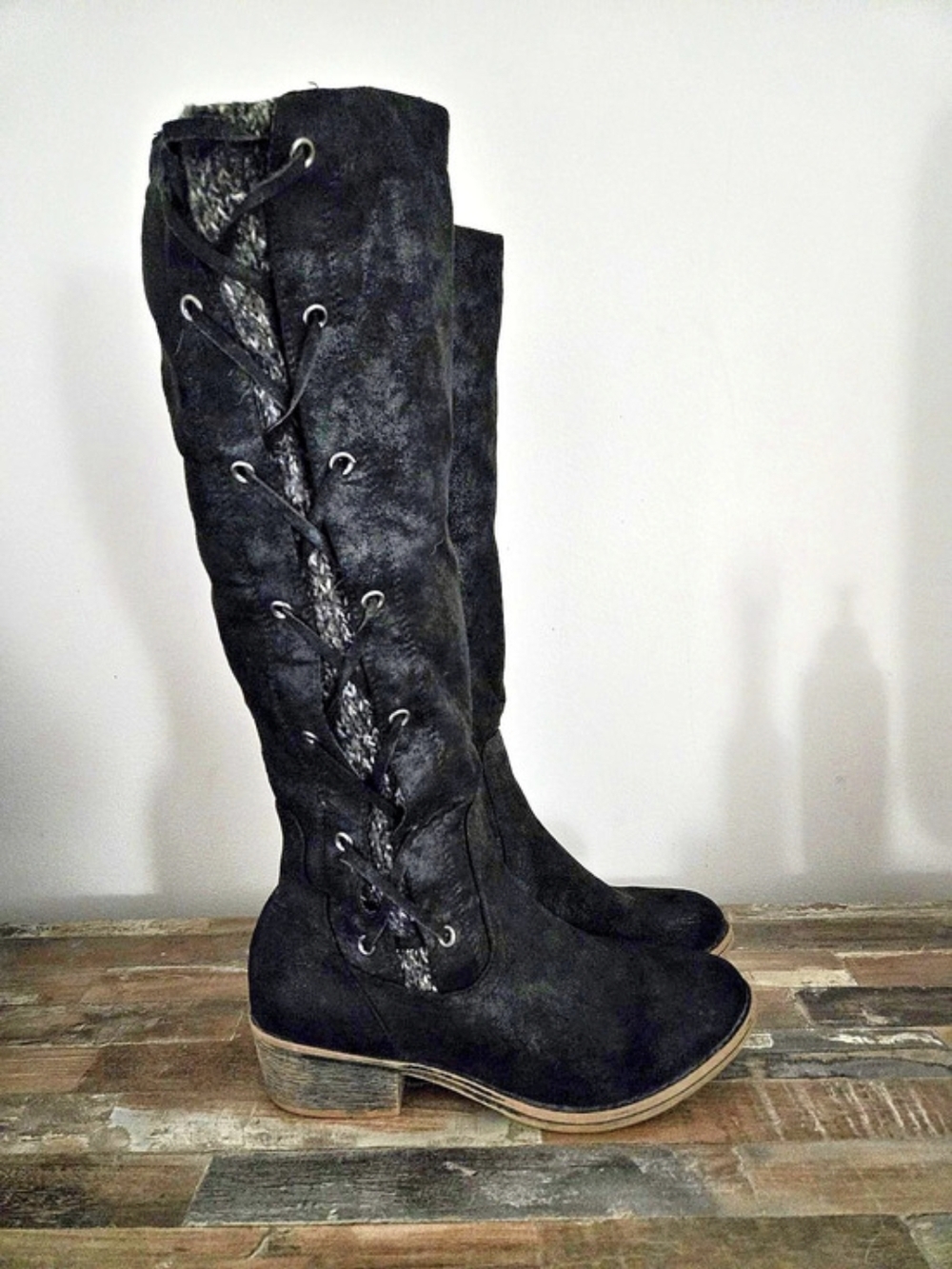 Kohl's Black Lace-Up Tall Boots US 8 M - Picture 2 of 6